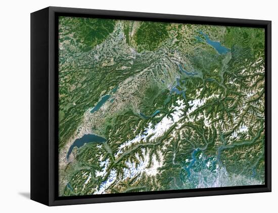 Switzerland, Satellite Image-PLANETOBSERVER-Framed Premier Image Canvas