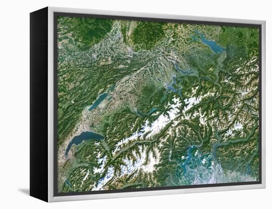 Switzerland, Satellite Image-PLANETOBSERVER-Framed Premier Image Canvas