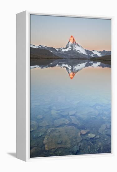 Switzerland, Valais, the Summit of the Matterhorn Reflected in Stellisee During a Relaxing Sunrise-Fortunato Gatto-Framed Premier Image Canvas