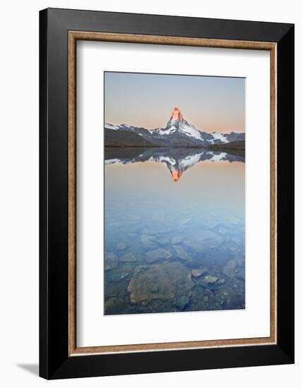 Switzerland, Valais, the Summit of the Matterhorn Reflected in Stellisee During a Relaxing Sunrise-Fortunato Gatto-Framed Photographic Print