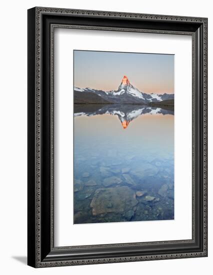 Switzerland, Valais, the Summit of the Matterhorn Reflected in Stellisee During a Relaxing Sunrise-Fortunato Gatto-Framed Photographic Print