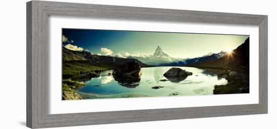 Switzerland, Valais, Zermatt, Lake Stelli and Matterhorn (Cervin) Peak-Michele Falzone-Framed Photographic Print