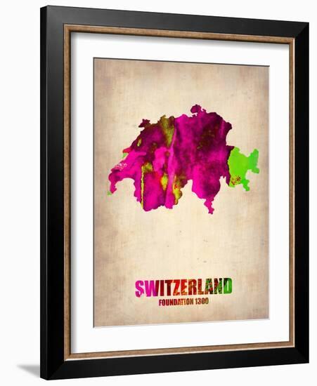 Switzerland Watercolor Map-NaxArt-Framed Art Print