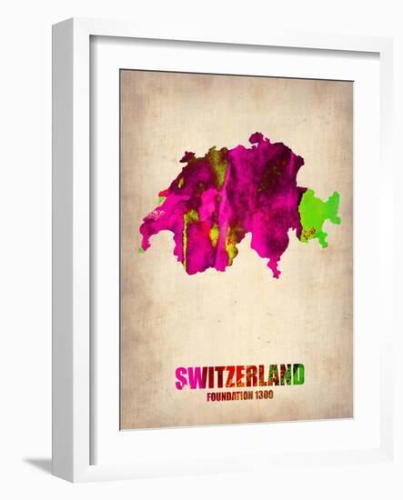 Switzerland Watercolor Map-NaxArt-Framed Art Print