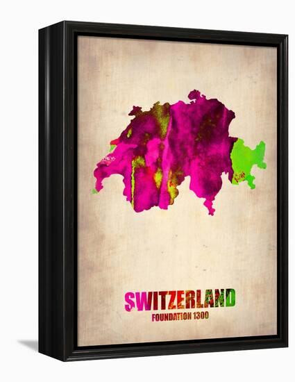 Switzerland Watercolor Map-NaxArt-Framed Stretched Canvas