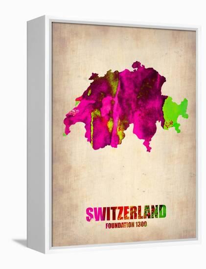 Switzerland Watercolor Map-NaxArt-Framed Stretched Canvas