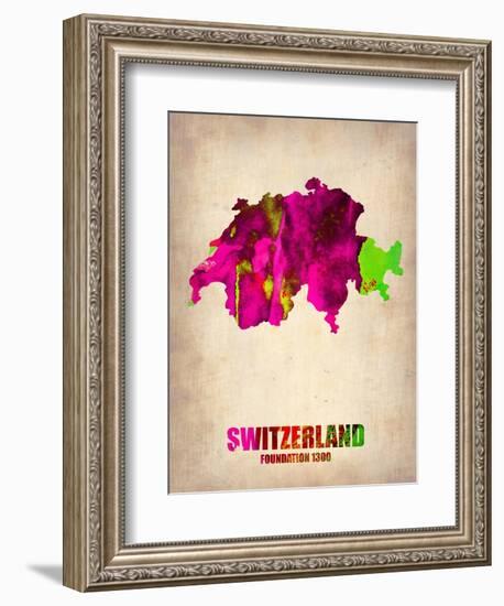 Switzerland Watercolor Map-NaxArt-Framed Art Print