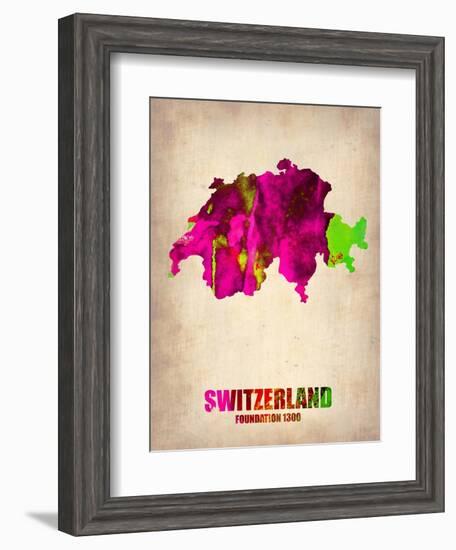 Switzerland Watercolor Map-NaxArt-Framed Art Print