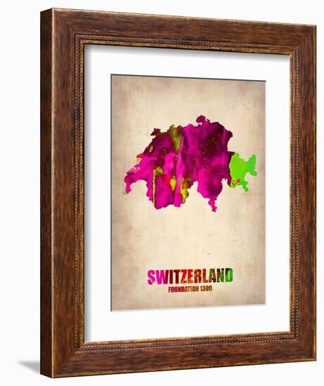 Switzerland Watercolor Map-NaxArt-Framed Art Print