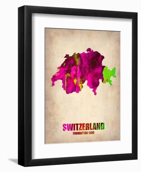 Switzerland Watercolor Map-NaxArt-Framed Art Print