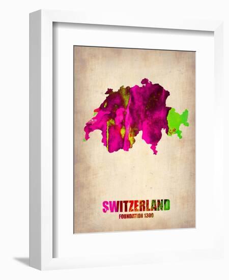 Switzerland Watercolor Map-NaxArt-Framed Art Print