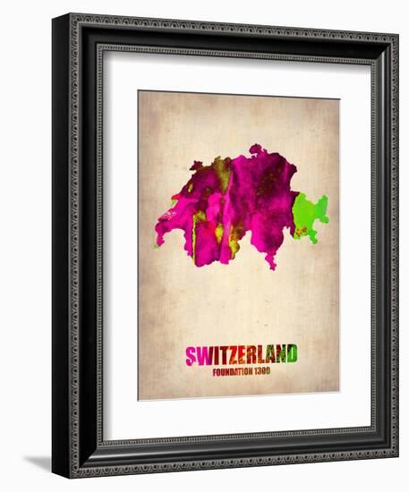 Switzerland Watercolor Map-NaxArt-Framed Art Print