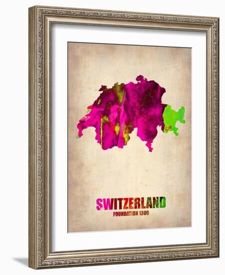 Switzerland Watercolor Map-NaxArt-Framed Art Print