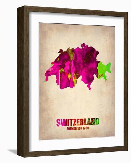 Switzerland Watercolor Map-NaxArt-Framed Art Print