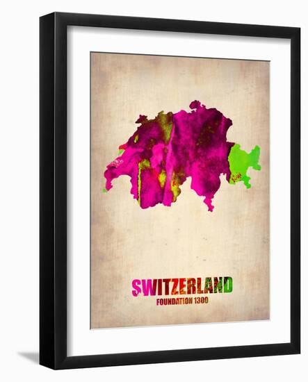 Switzerland Watercolor Map-NaxArt-Framed Art Print