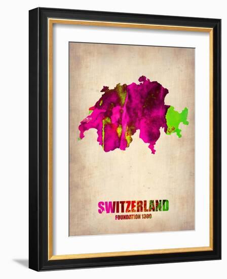 Switzerland Watercolor Map-NaxArt-Framed Art Print