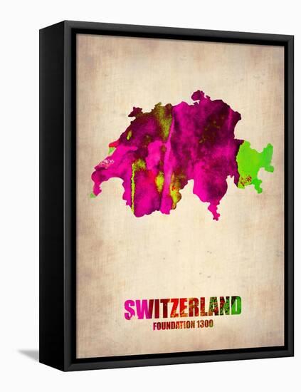 Switzerland Watercolor Map-NaxArt-Framed Stretched Canvas