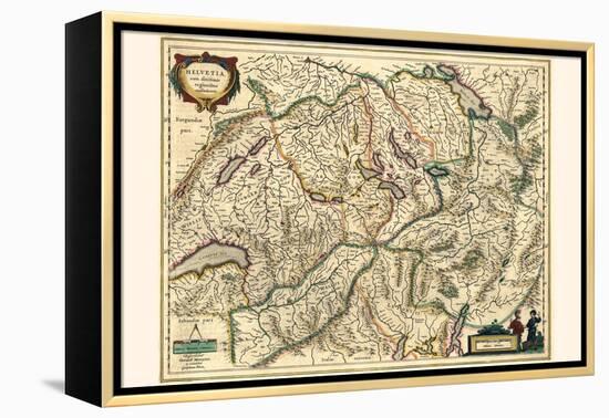 Switzerland, With Neighboring Confederated Territories-Willem Janszoon Blaeu-Framed Stretched Canvas