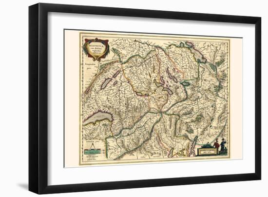 Switzerland, With Neighboring Confederated Territories-Willem Janszoon Blaeu-Framed Art Print