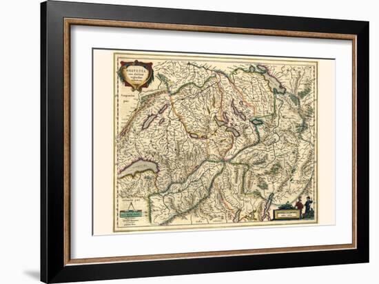 Switzerland, With Neighboring Confederated Territories-Willem Janszoon Blaeu-Framed Art Print