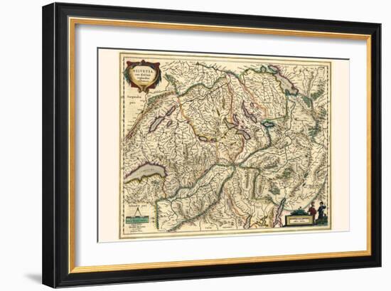 Switzerland, With Neighboring Confederated Territories-Willem Janszoon Blaeu-Framed Art Print