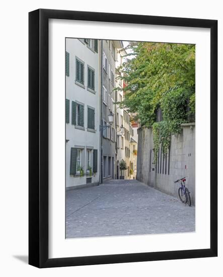 Switzerland, Zurich, Historic Lindenhof Area, Schussel Gasse, a Cobblestone Side Street-Jamie And Judy Wild-Framed Photographic Print