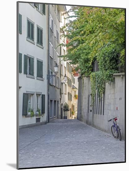 Switzerland, Zurich, Historic Lindenhof Area, Schussel Gasse, a Cobblestone Side Street-Jamie And Judy Wild-Mounted Photographic Print