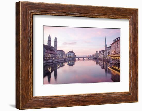 Switzerland, Zurich. Zurich Historic Quarter over the Limmat River.-Ken Scicluna-Framed Photographic Print