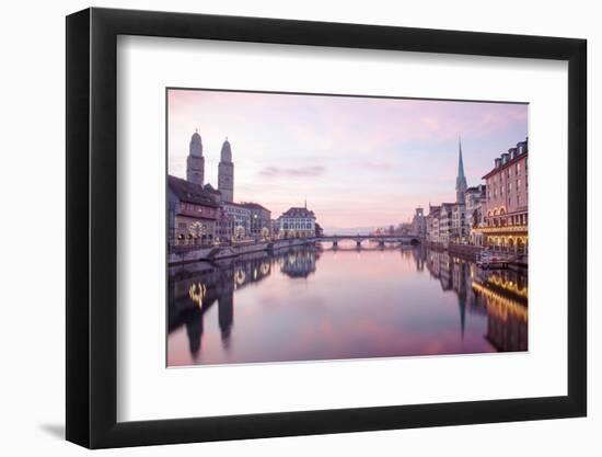 Switzerland, Zurich. Zurich Historic Quarter over the Limmat River.-Ken Scicluna-Framed Photographic Print