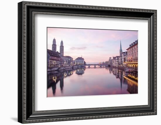 Switzerland, Zurich. Zurich Historic Quarter over the Limmat River.-Ken Scicluna-Framed Photographic Print