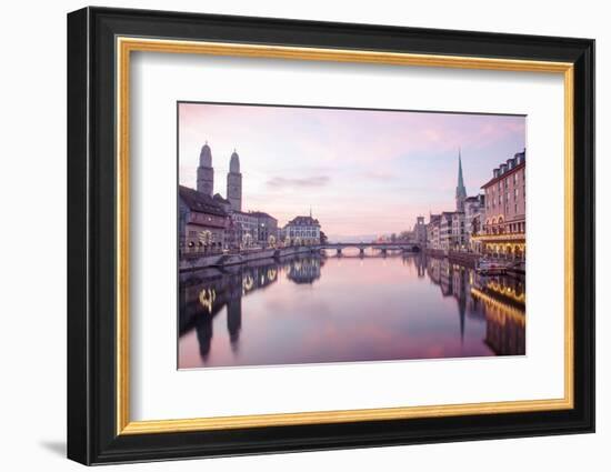 Switzerland, Zurich. Zurich Historic Quarter over the Limmat River.-Ken Scicluna-Framed Photographic Print