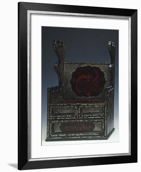 Sword-Bearer Produced in Okinawa Decorated with Inlaid Mother of Pearl and Phoenicians Figures-null-Framed Giclee Print