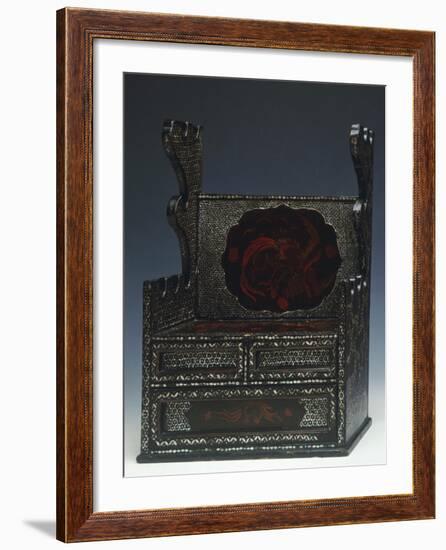 Sword-Bearer Produced in Okinawa Decorated with Inlaid Mother of Pearl and Phoenicians Figures-null-Framed Giclee Print