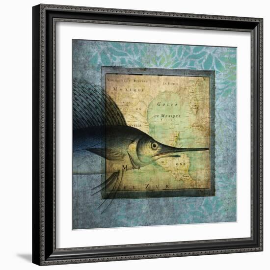 Sword Fish Map-Tina Carlson-Framed Art Print