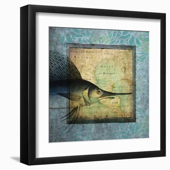 Sword Fish Map-Tina Carlson-Framed Art Print