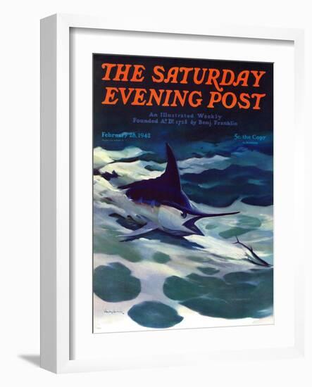 "Swordfish," Saturday Evening Post Cover, February 28, 1942-William Goadby Lawrence-Framed Giclee Print