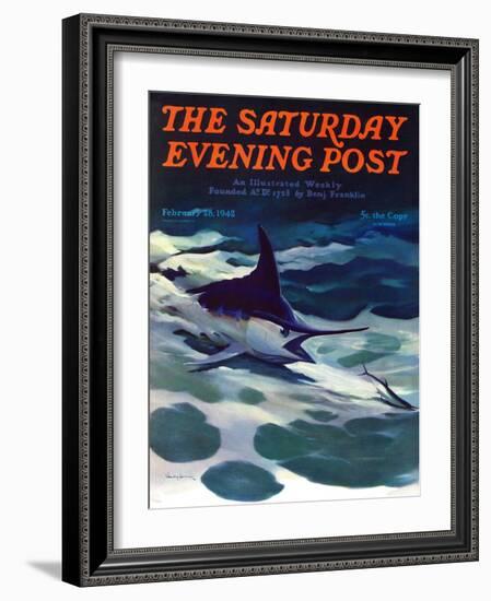 "Swordfish," Saturday Evening Post Cover, February 28, 1942-William Goadby Lawrence-Framed Giclee Print