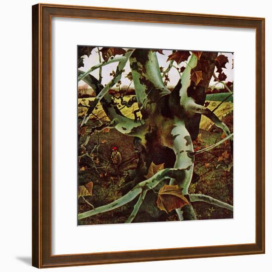 "Sycamore Tree and Hunter," October 16, 1943-Andrew Wyeth-Framed Giclee Print