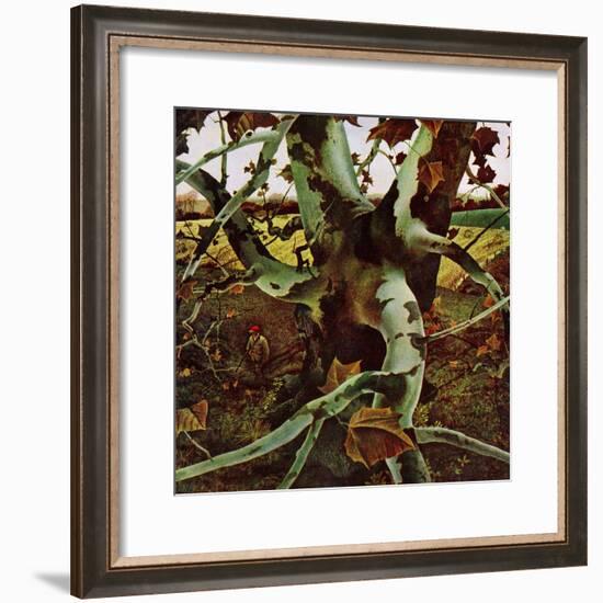 "Sycamore Tree and Hunter," October 16, 1943-Andrew Wyeth-Framed Giclee Print