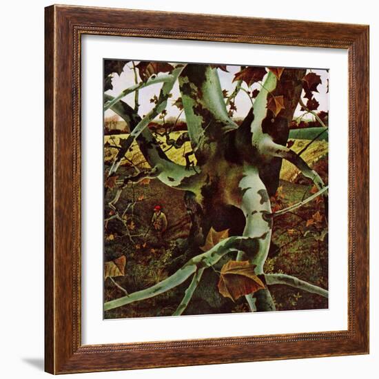 "Sycamore Tree and Hunter," October 16, 1943-Andrew Wyeth-Framed Giclee Print