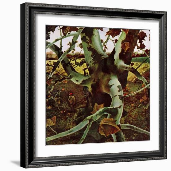 "Sycamore Tree and Hunter," October 16, 1943-Andrew Wyeth-Framed Giclee Print