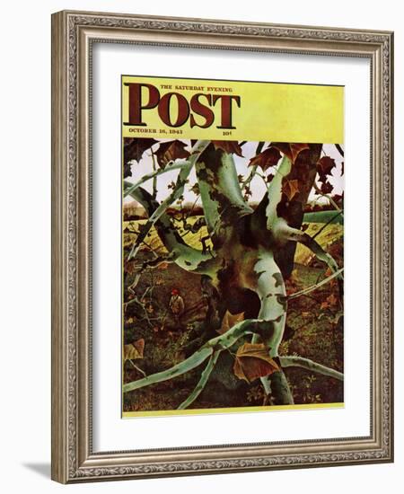 "Sycamore Tree and Hunter," Saturday Evening Post Cover, October 16, 1943-Andrew Wyeth-Framed Giclee Print