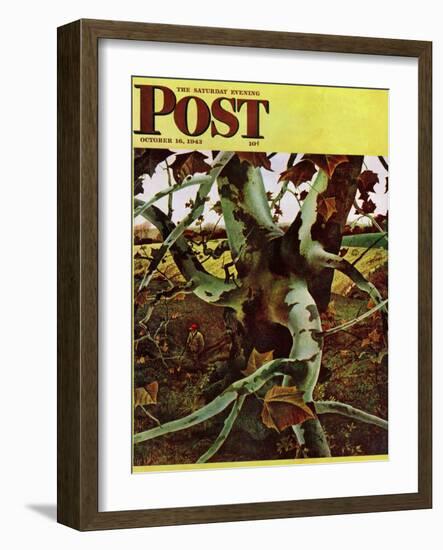 "Sycamore Tree and Hunter," Saturday Evening Post Cover, October 16, 1943-Andrew Wyeth-Framed Giclee Print