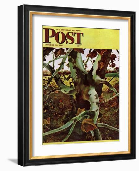 "Sycamore Tree and Hunter," Saturday Evening Post Cover, October 16, 1943-Andrew Wyeth-Framed Giclee Print