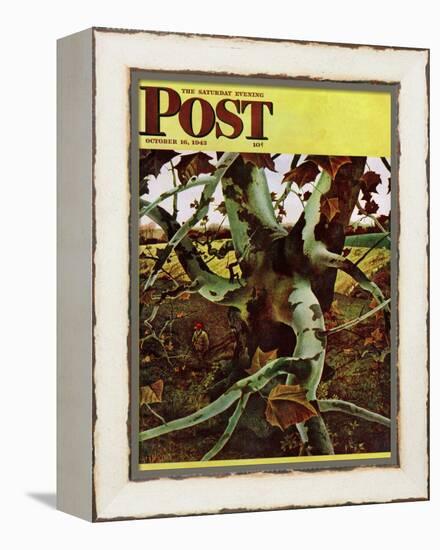 "Sycamore Tree and Hunter," Saturday Evening Post Cover, October 16, 1943-Andrew Wyeth-Framed Premier Image Canvas