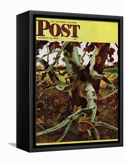 "Sycamore Tree and Hunter," Saturday Evening Post Cover, October 16, 1943-Andrew Wyeth-Framed Premier Image Canvas