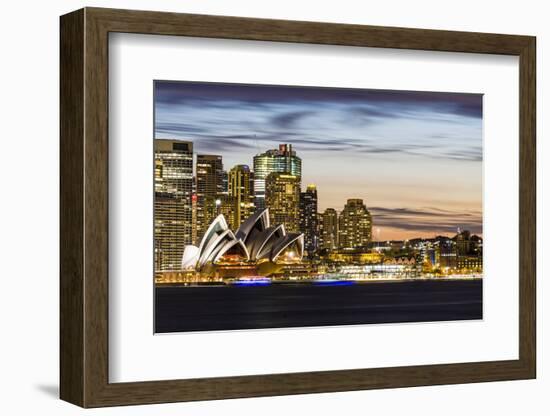 Sydney at dusk. Opera house and cityscape skyline-Francesco Riccardo Iacomino-Framed Photographic Print