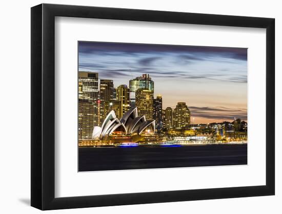 Sydney at dusk. Opera house and cityscape skyline-Francesco Riccardo Iacomino-Framed Photographic Print