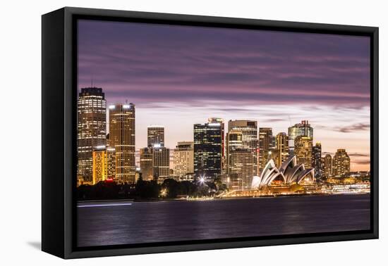 Sydney at dusk. Opera house and cityscape skyline-Francesco Riccardo Iacomino-Framed Premier Image Canvas