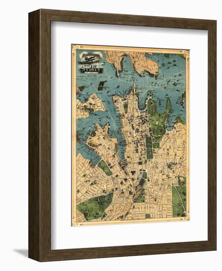 Sydney, Australia - Panoramic Map-Lantern Press-Framed Art Print